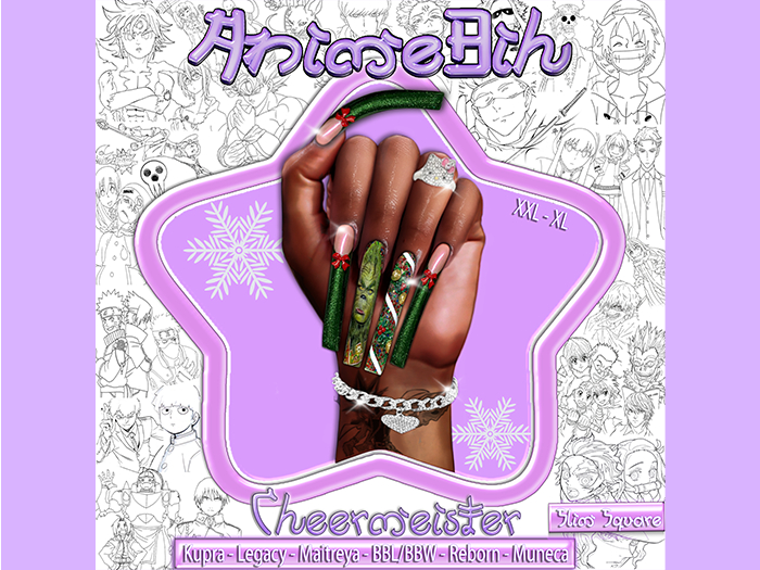 AnimeBih- Cheermeister Set' Slim Square Nails