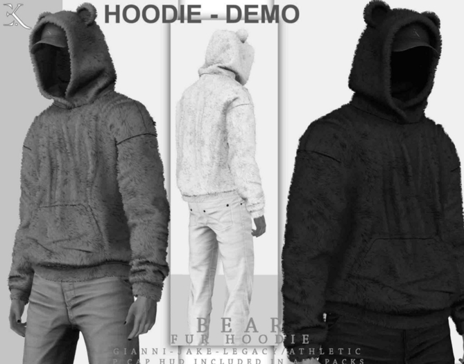 E.K - BEAR - Fur Hoodie - DEMO {ADD - ME }