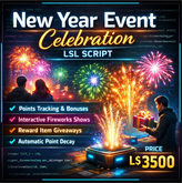 New Year Event Celebration LSL Script – Interactive Fireworks & Reward System for Second Life