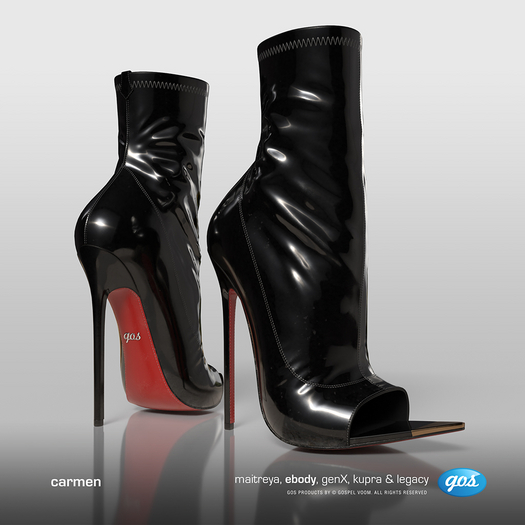 [Gos] Carmen Latex Booties - Black