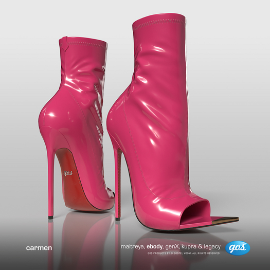 [Gos] Carmen Latex Booties - Raspberry