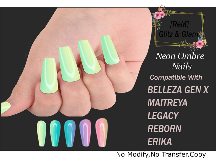 [ReM] Neon Ombre Nails Fatpack