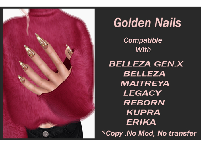 [ReM] Gold Reindeer Nails