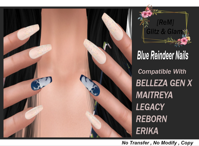 [ReM] Blue Reeindeer Nails