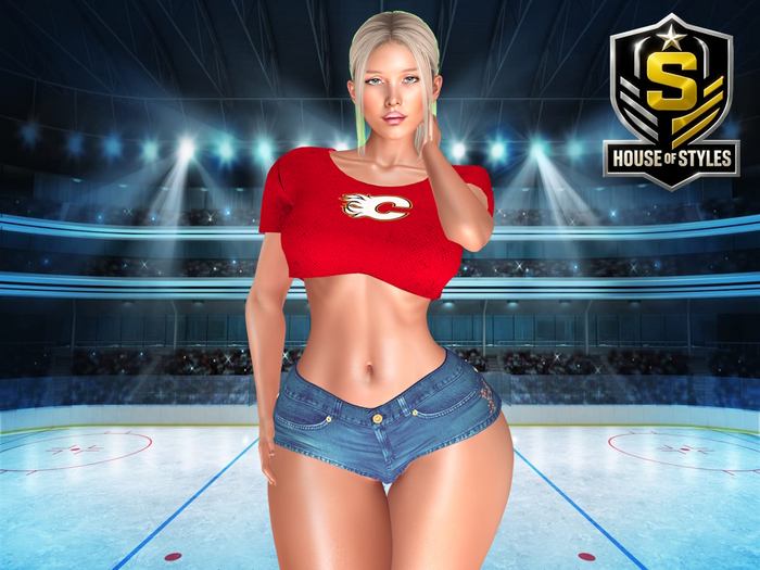 Calgary Flames Ladies Crop Tee (Red)
