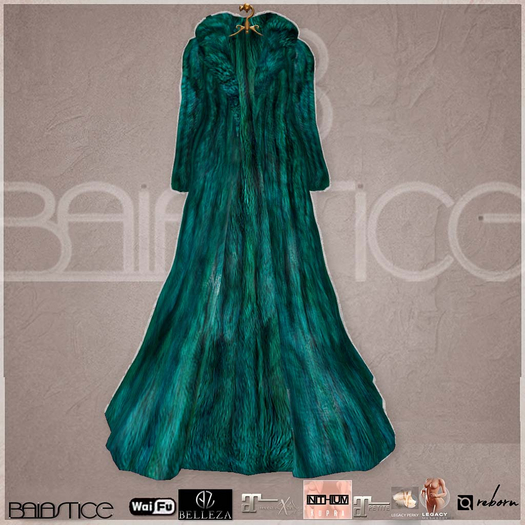 Baiastice_Long Fur Coat-Teal