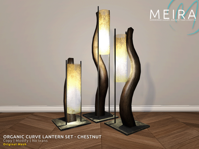 Meira Organic Curve Lantern Set - Chestnut