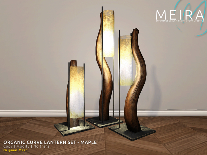 Meira Organic Curve Lantern Set - Maple