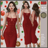 RED CHIFFON DEVORE GOWN