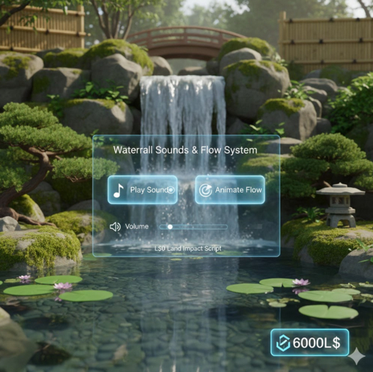 Realistic Waterfall Sounds & Animated Flow Script | SL Home & Garden Decor