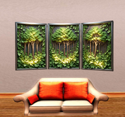 Green Landscape Wall Sticker with Tryptic Frame 8