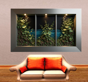 Green Landscape Wall Sticker with Tryptic Frame 10