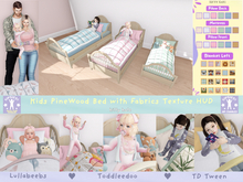 {KK} Kids Bed - PINEWOOD single bed with large fabric hud for TD Tween & Toddler & Lullabeebs ~ Upsies  Autoplay / API