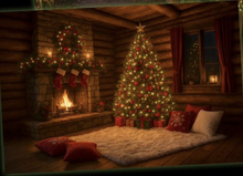 TOUCH MIA Backdrops - Cabin Interior Christmas 1