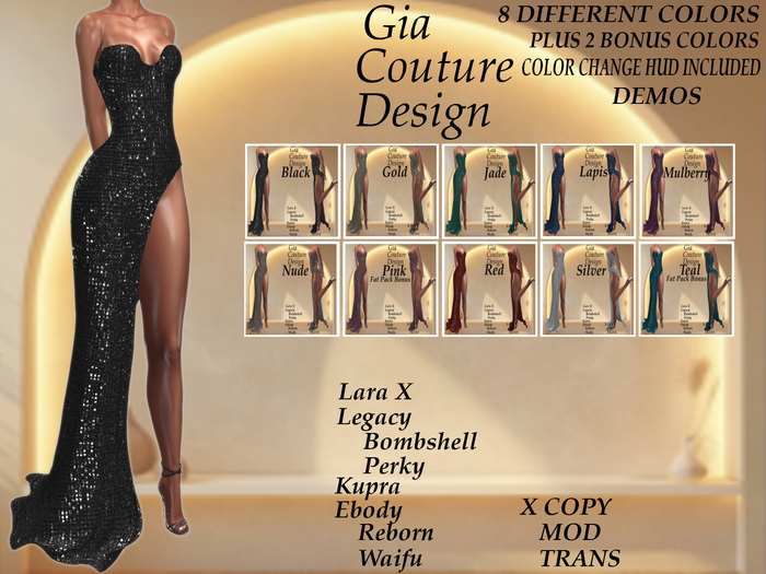 "GCD" Krista Shimmering Slit Gown DEMOS