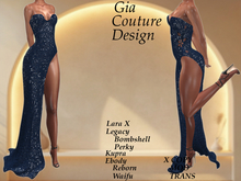 "GCD" Krista Shimmering Slit Gown Lapis