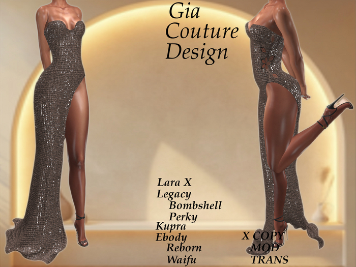 "GCD" Krista Shimmering Slit Gown Nude