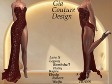 "GCD" Krista Shimmering Slit Gown Red