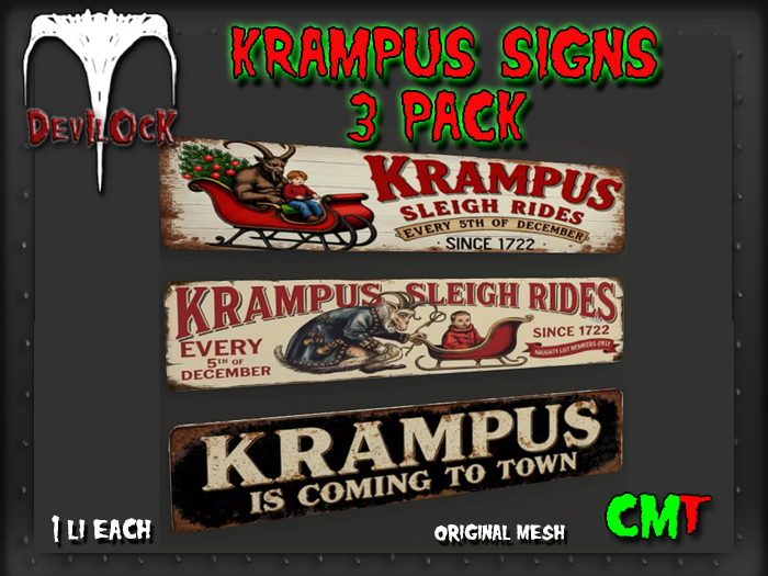 DEVILOCK - KRAMPUS SIGNS 3PK (ADD TO UNPACK)