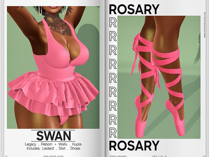 Rosary. Swan . Set Pink