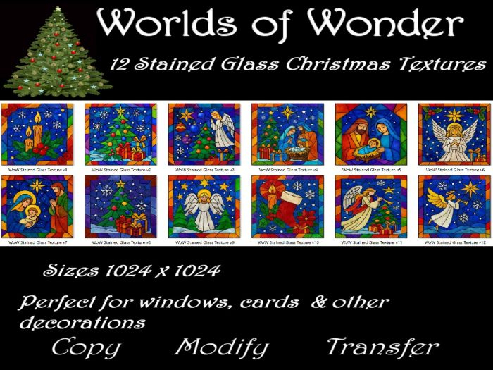 WoW 12 Christmas Stained Glass Textures 