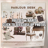 Elm. Penny's Parlour Desk FULL SET w/RARES