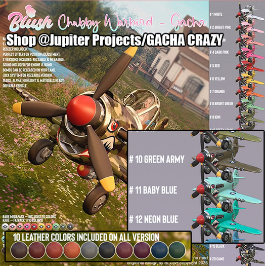 BLUSH - Chubby Warbird - Color #12 (Neon Blue)