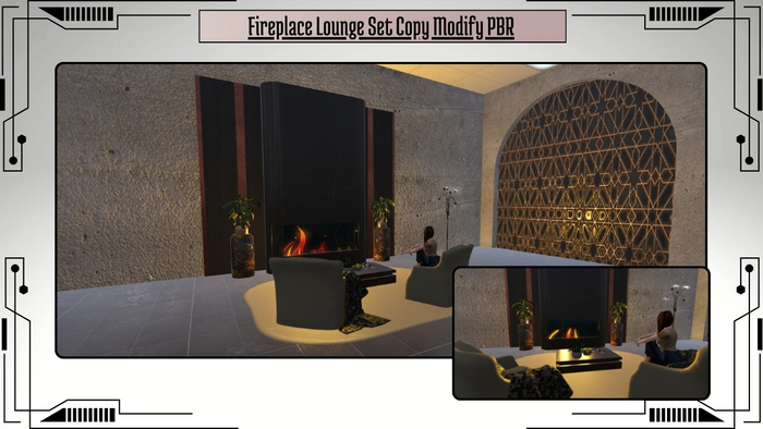 Fireplace Lounge Set, Copy Modify PBR