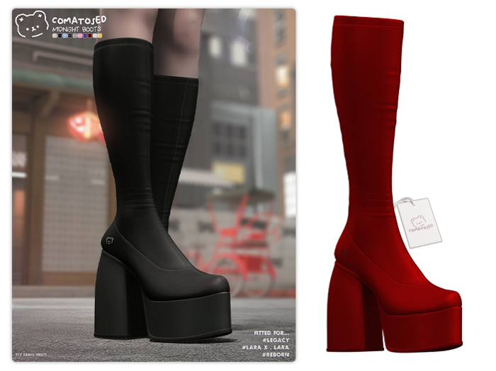 #comatosed. midnight boots [red]