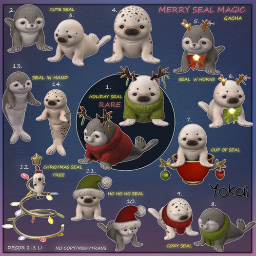 1.YOKAI - Merry Seal Magic - Holiday Seal  RARE
