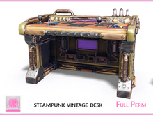 Steampunk Vintage Desk Full Perm 5 LI Low Prim Industrial DJ Gamer Desk Mesh FULL PERM