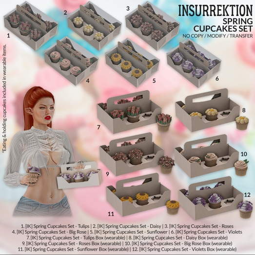 9. [IK] Spring Cupcakes Set - Roses Box (wearable) (boxed)
