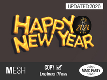 HAPPY NEW YEAR Phrase Balloon 2026 [with Resize] - New Years