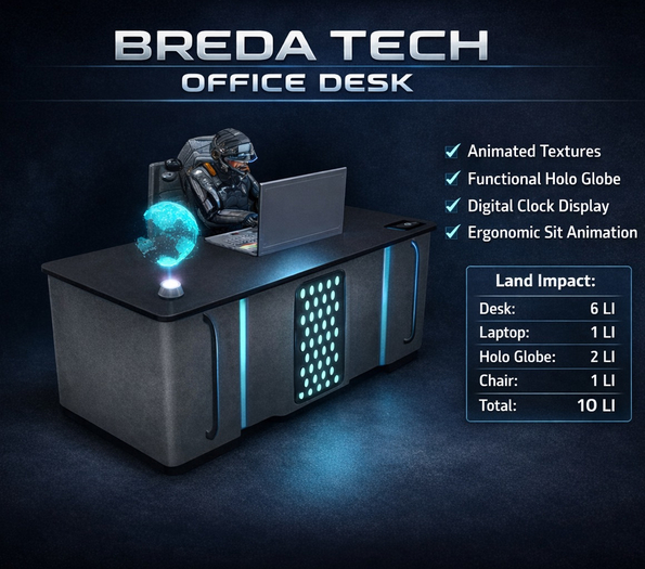 Second Life Marketplace - BREDA TECH SCIFI OFFICE DESK BOX