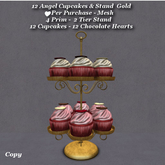 12 Angel Cupcakes & Stand Gold1