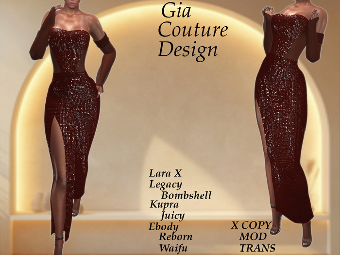 "GCD" Grace Shimmering Gown Red