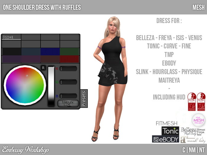 EW - One Shoulder Dress with Ruffles - V2