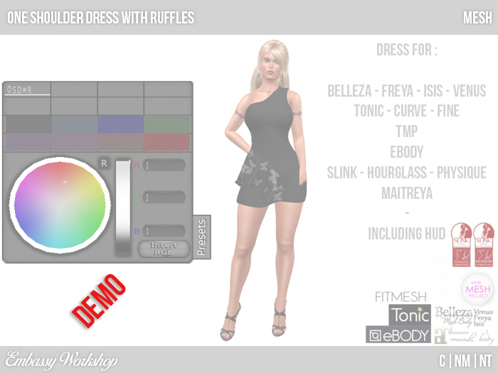 EW - One Shoulder Dress with Ruffles - DEMO - V2