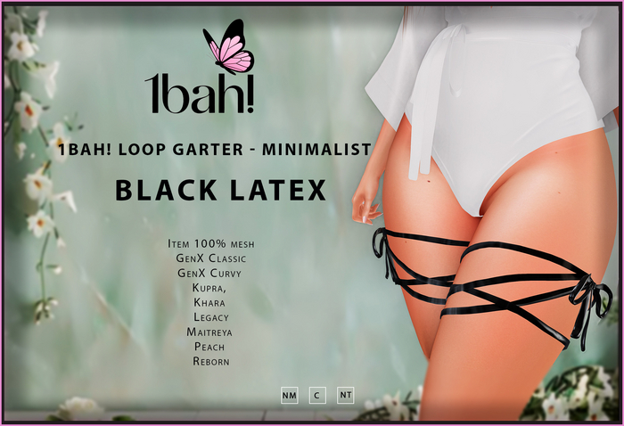 1Bah! Loop Garter - MINIMALIST - BLACK LATEX