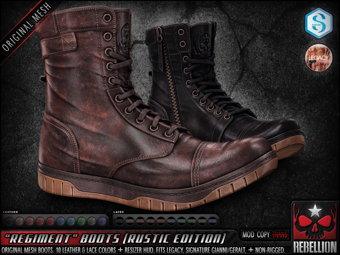 = REBELLION = "REGIMENT" BOOTS - RUSTIC EDITION - DEMO
