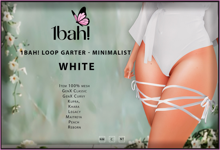 1Bah! Loop Garter - MINIMALIST - WHITE