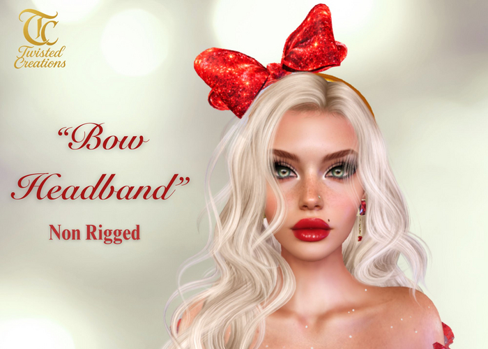 TC - Glitter Red Bow HeadBand