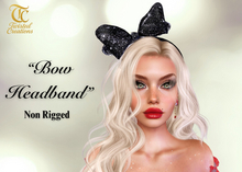 TC - Glitter Black Bow HeadBand