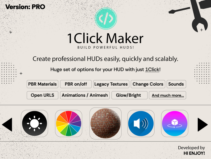  HUD Creator (textures, material pbr, sounds, animations, color, alpha mode)  - 1Click Maker