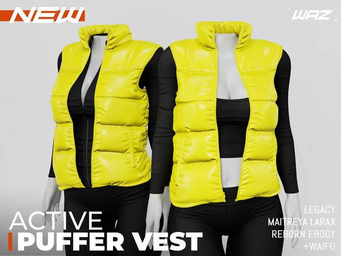 WAZ - Active Puffer Vest Jacket (Yellow)