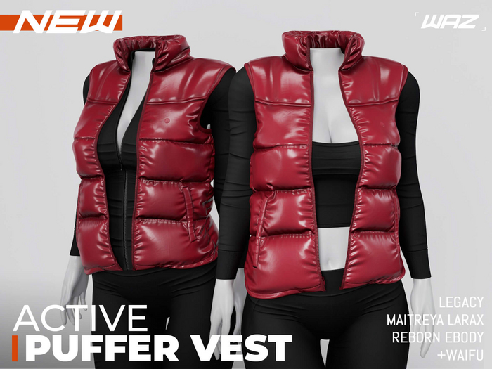 WAZ - Active Puffer Vest Jacket (Wine)