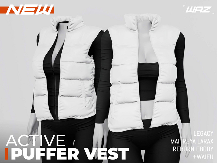 WAZ - Active Puffer Vest Jacket (White)