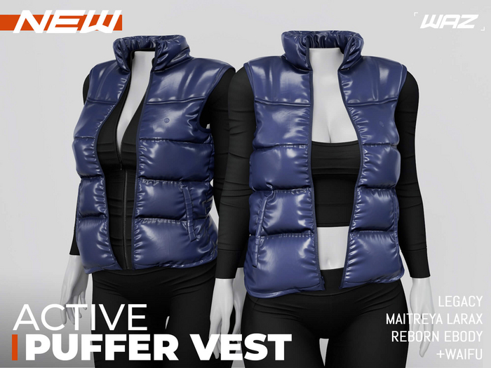 WAZ - Active Puffer Vest Jacket (Indigo)