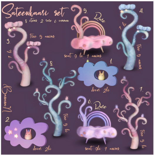 01 - BananaN - Sateenkaari set cloud decor blue