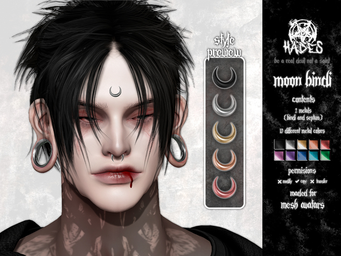 [Hades] MoonBindi + Septum (Unrigged)
